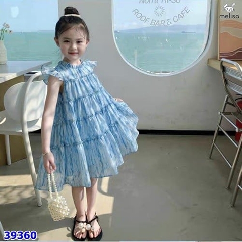 Đầm Melisa tầng loang xanh - size 2-3y