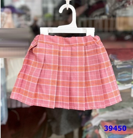 Chân váy xếp li hồng caro - size 150