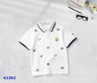 Áo Polo Bt ngựa vằn trắng - size 4y