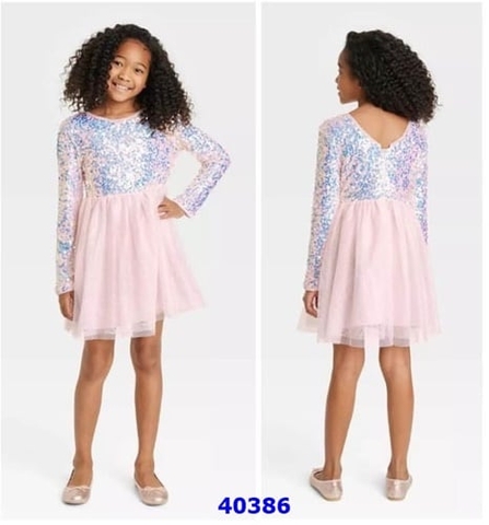 Đầm Cat&Jack tay dài kim sa hồng - size 7-8y