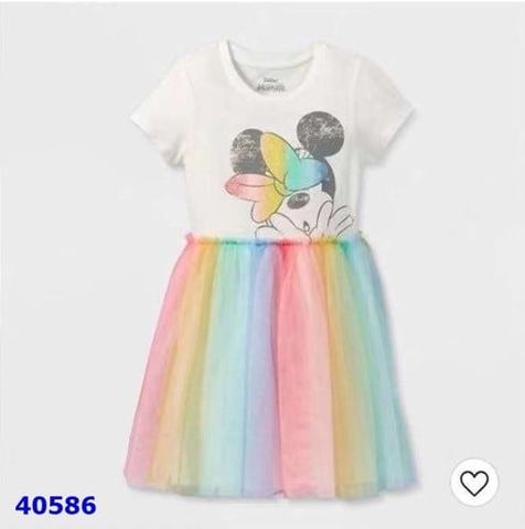 Đầm Disney trắng Minie cầu vồng - size 14-16y
