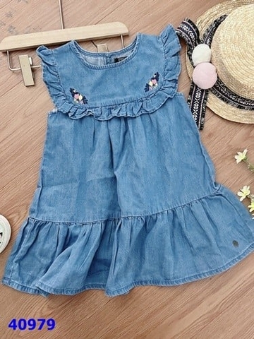 Đầm Creeks xanh thêu hoa - size 5y