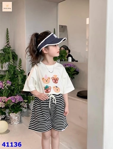 Bộ Jam&Jenny trắng gấu - size 5-6y