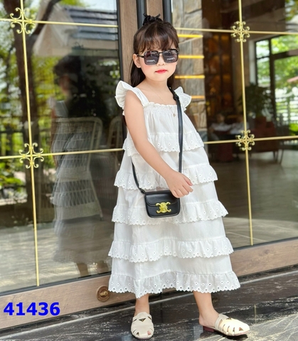 Đầm Sofia trắng tầng - size 11-12y