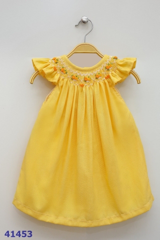 Đầm Smock vàng tay cánh tiên - size 10y