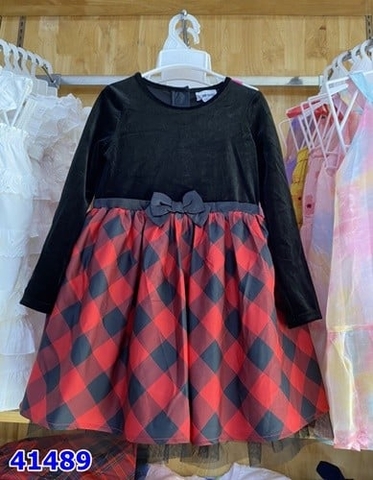 Đầm Cat&Jack caro đỏ đen - size 6y