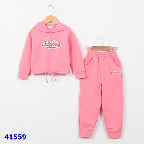 Bộ Hoodie Nexxi hồng Curious - size 11y