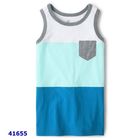 Áo ba lỗ Place xanh túi xám - size 10-12y