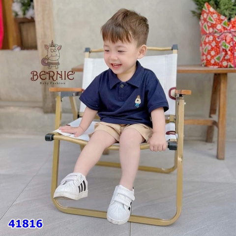 Bộ Bernie xanh đen thêu gấu - size 80