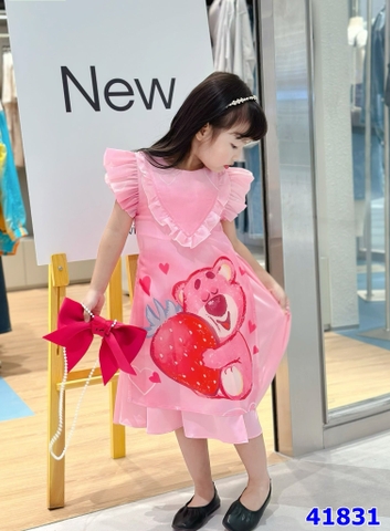 Áo dài Sofia hồng Gấu dâu - size 12-18m