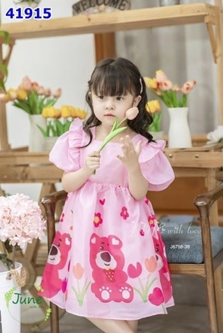 Đầm June hồng gấu dâu - size 2y