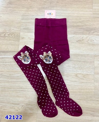 Quần vớ đỏ tím mèo nơ - size 8-10y