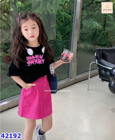 Set Jam&Jenny áo đen, chữ hồng - size 8-9y