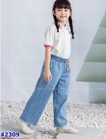 Quần dài jean bg ko nơ x.nhạt - size 6/7y