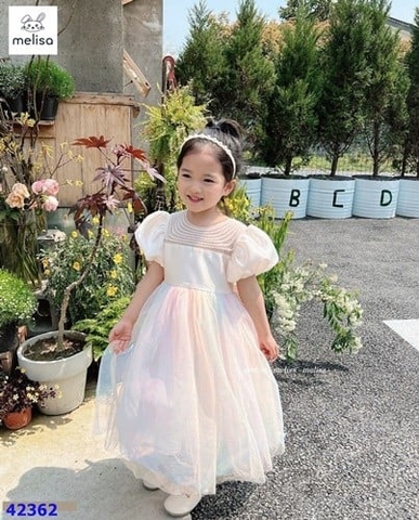 Đầm Melisa ngọc trai cầu vồng - sz 18/24m