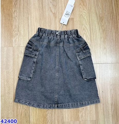 Chân váy jean xám đen túi hộp - size 150