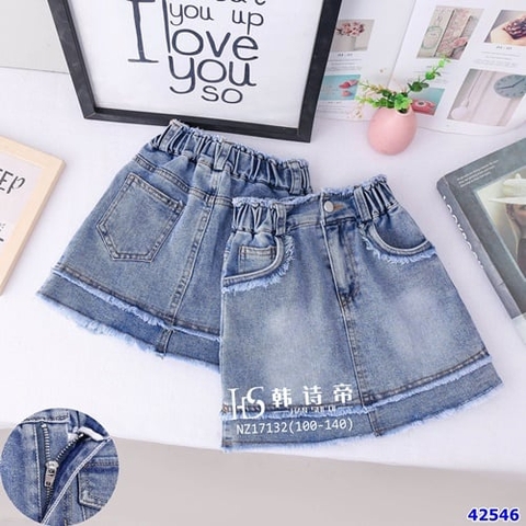 Chân váy jean chữ A tua rua - size 100
