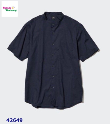 Áo sơ mi cổ tàu xanh đen đậm- size S