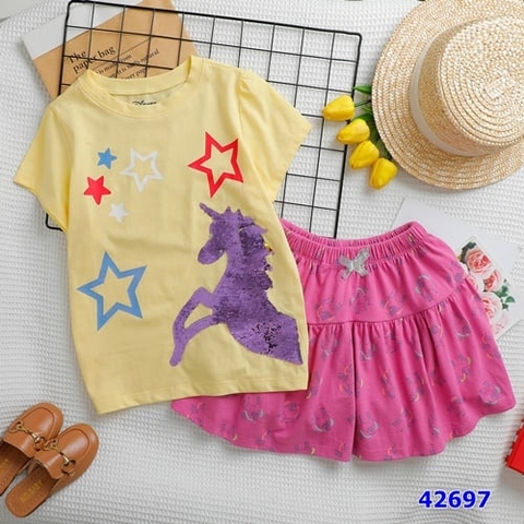Bộ váy Disney vàng ngựa - size 14y