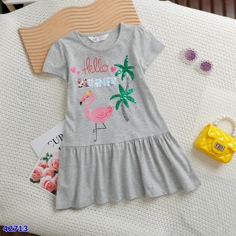 Đầm HM cườm xám hạc - size 8-10y