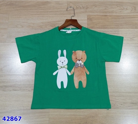 Áo gấu và thỏ xanh lá - Size 150