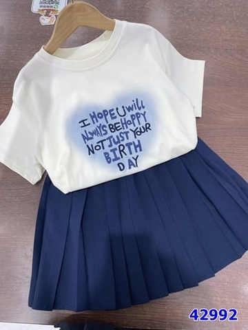 Bộ váy I Hope will xanh dương - size 160