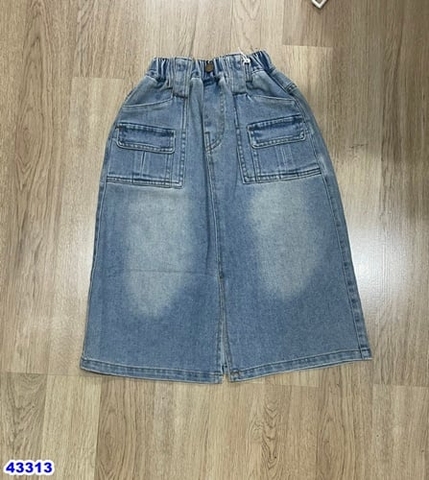 Chân váy Jean xanh 2 túi hộp - size 13y