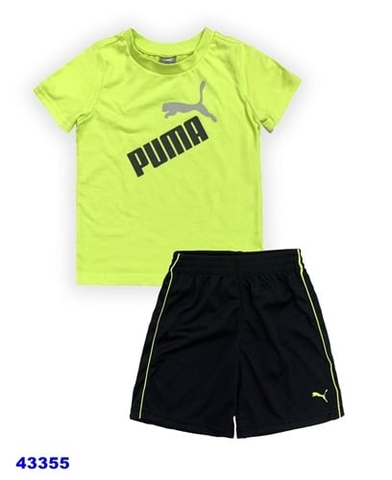 Bộ PUMA chữ đen áo xanh neon