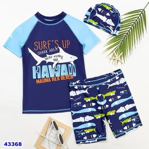 Bộ bơi + nón xanh Surf cá mập - size 170
