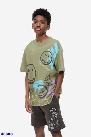 Bộ H&M xanh lá mặt cười - size 14y
