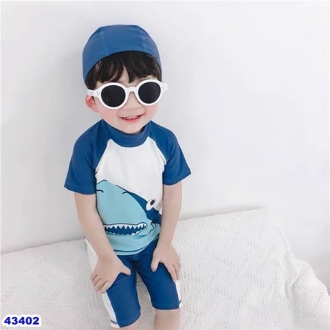 Set bơi trắng xanh cá mập - size 7y