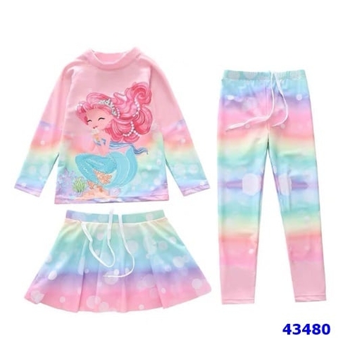 Set đồ bơi 3 món hồng ngôi sao nàng tiên cá - size 120