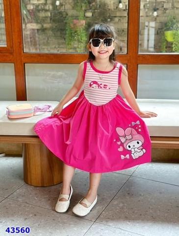 Đầm MiaKid sọc hồng Melody - size 3-4y