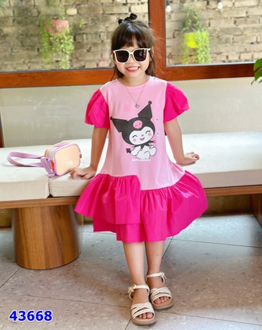 Đầm Miakid hồng Kuromi tay phồng- size 2-3y