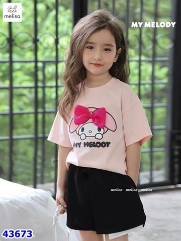 Bộ Melisa hồng Melody gắn nơ - size 2-3y