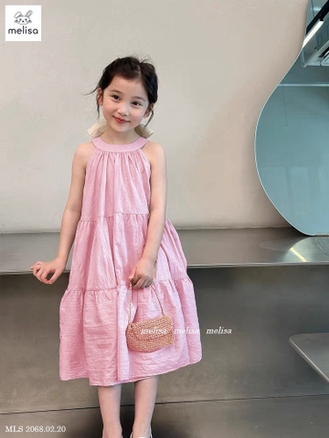 Đầm Melisa hồng cổ yếm - size 18-24m