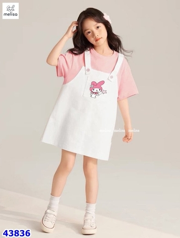 Đầm Melisa hồng trắng Melody - size 6-7y