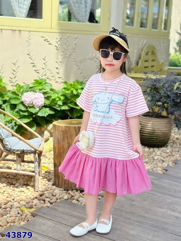 Đầm Miakid hồng sọc Cinamaroll - size 2-3y