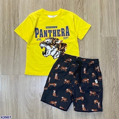 Bộ Hm vàng đính hổ lật cườm - size 5-6y