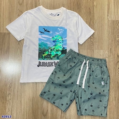 Bộ Hm trắng khủng long lật cườm - size 5-6y