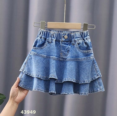 Chân váy jean Nexxi tầng màu xanh