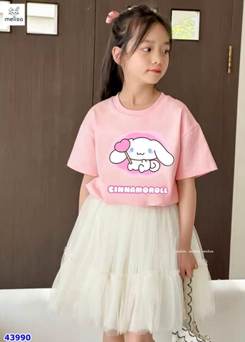 Set váy J&J hồng cinnamoroll, váy ren trắng - size 9-10y