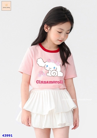 Set váy J&J hồng cinnamoroll, váy trắng tầng - size 2-3y