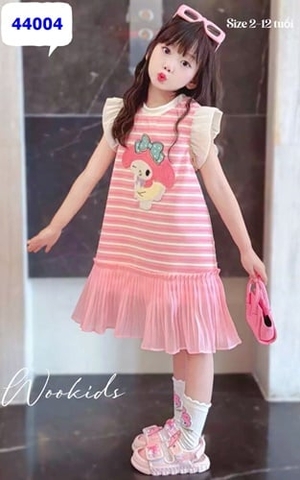 Đầm MiaKid sọc hồng trắng Melody - size 18-24m