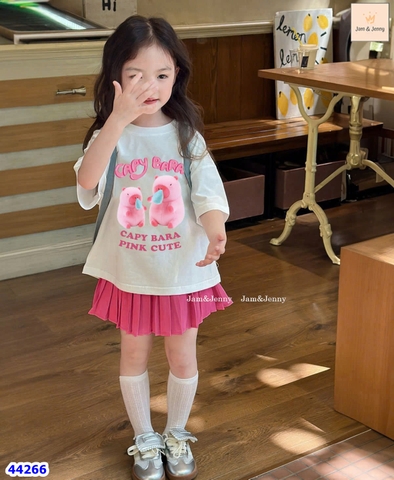 Set váy J&J áo Capybara chân váy hồng - size 2-3y