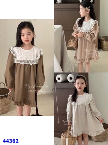 Đầm babydoll nâu cổ bèo - size 130