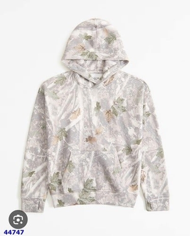 Hoodie Abercrombie xám loang chiếc lá - size 15-16y