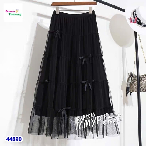 Chân váy dài đen nơ nhỏ - Freesize