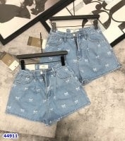 Quần short jean xanh nhạt nơ