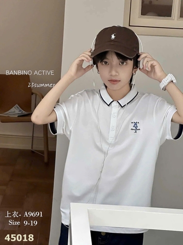 Áo Polo Banbino trắng cá heo